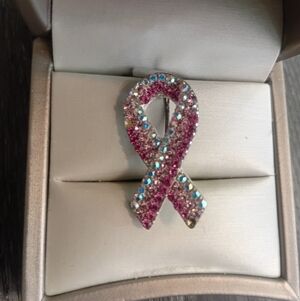 Elegant Pink Ribbon Brooch